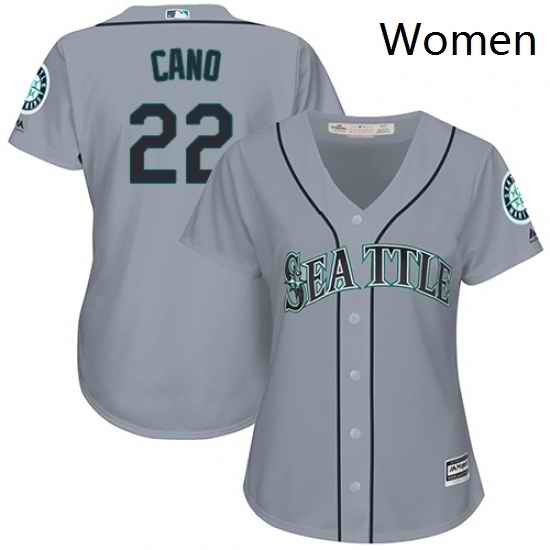 Womens Majestic Seattle Mariners 22 Robinson Cano Replica Grey Road Cool Base MLB Jersey